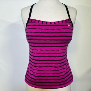 1
Nike Tankini Tank Top size 12 Black & Pink Activewear Shelf Bra Logo